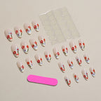 Press-On Nail Set Hand-Painted Floral Designs No Glue