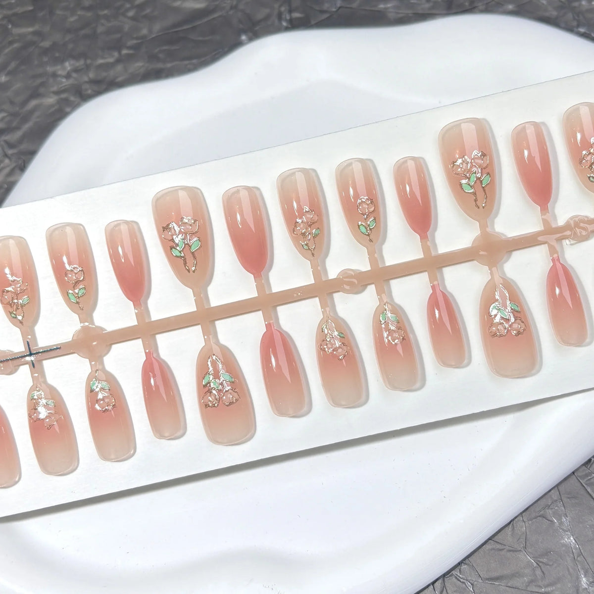 Press-On Nail Set Hand-Painted Floral Durable & Comfortable Fit
