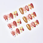 Press-On Nail Set Hand-Painted Floral Easy Application