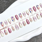 Press-On Nail Set Hand-Painted Floral Easy Application & Reusable