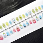 Press-On Nail Set Hand-Painted Floral & Gem Art