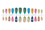 Press-On Nail Set Hand-Painted Floral & Geometric 24-Piece
