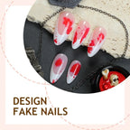 Press-On Nail Set Hand-Painted Floral Multiple Sizes & Sticker Kit