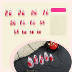 Press-On Nail Set Hand-Painted Floral Multiple Sizes & Sticker Kit