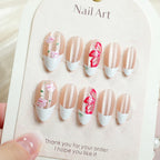 Press-On Nail Set Hand-Painted Floral Peel-And-Press