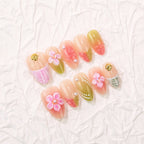 Press-On Nail Set Hand-Painted Floral Peel-And-Stick