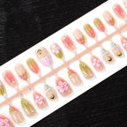 Press-On Nail Set Hand-Painted Floral Peel-And-Stick