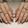 Press-On Nail Set Hand-Painted Floral Peel & Stick