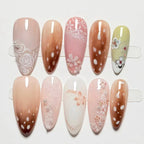 Press-On Nail Set Hand-Painted Floral Peel & Stick