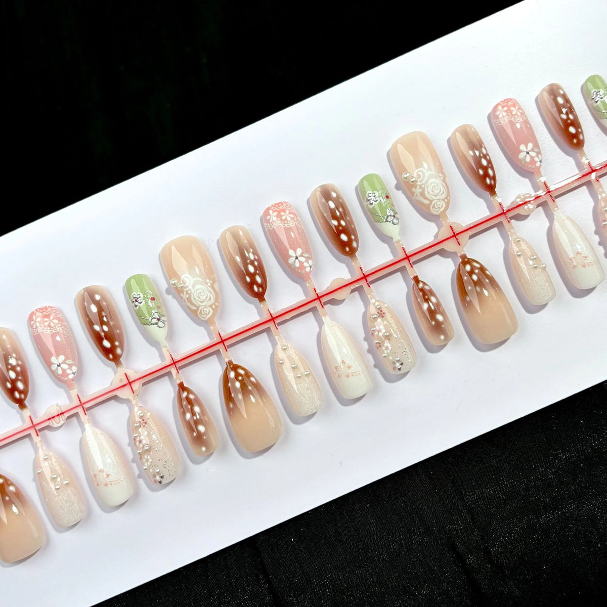 Press-On Nail Set Hand-Painted Floral Peel & Stick