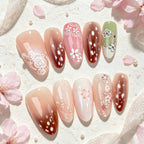 Press-On Nail Set Hand-Painted Floral Peel & Stick