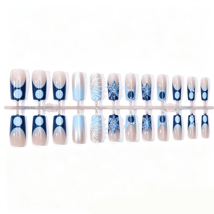 Press-On Nail Set Hand-Painted Floral Peel & Stick