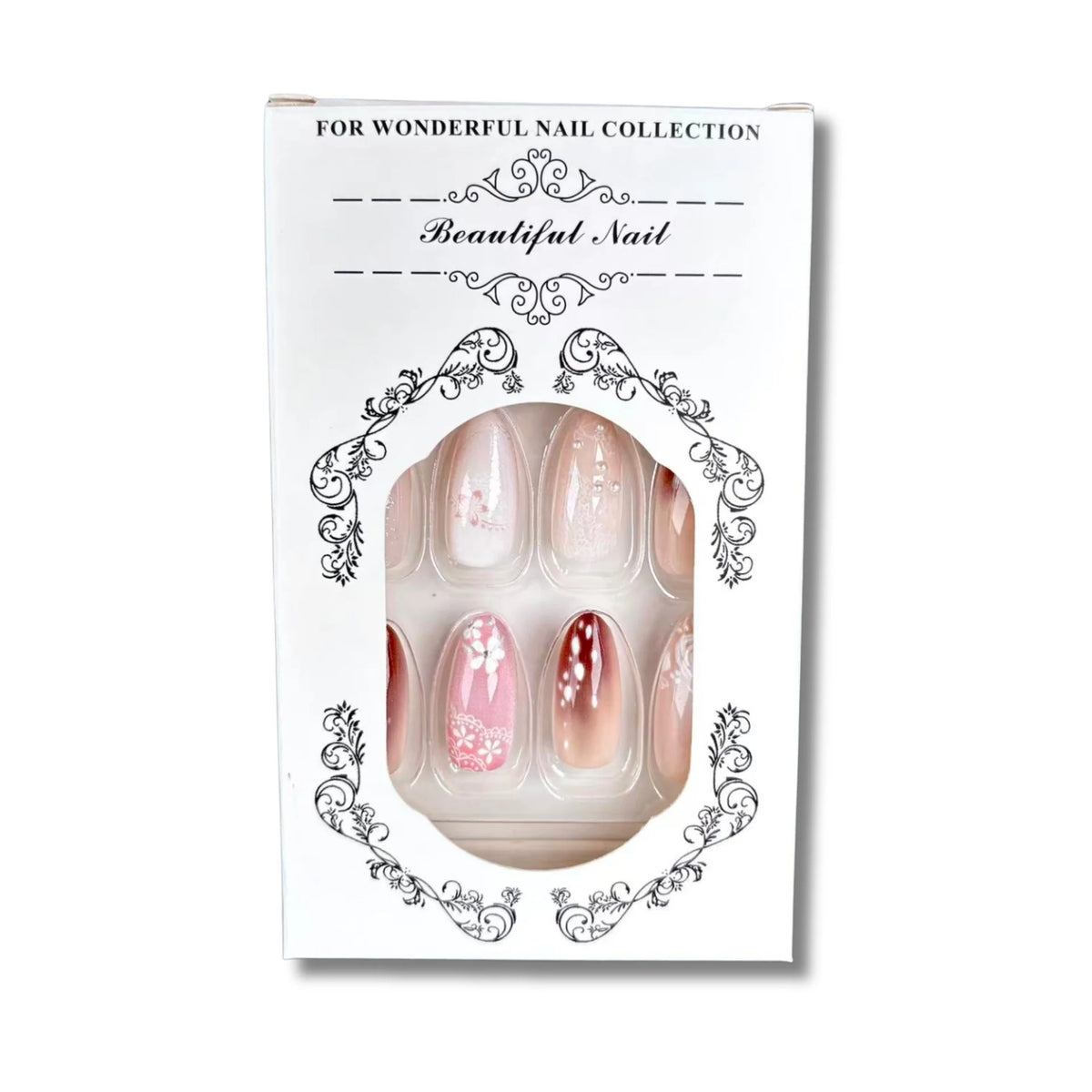 Press-On Nail Set Hand-Painted Floral Peel & Stick