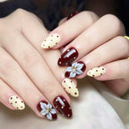 Press-On Nail Set Hand-Painted Floral & Polka Dot