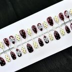 Press-On Nail Set Hand-Painted Floral & Polka Dot