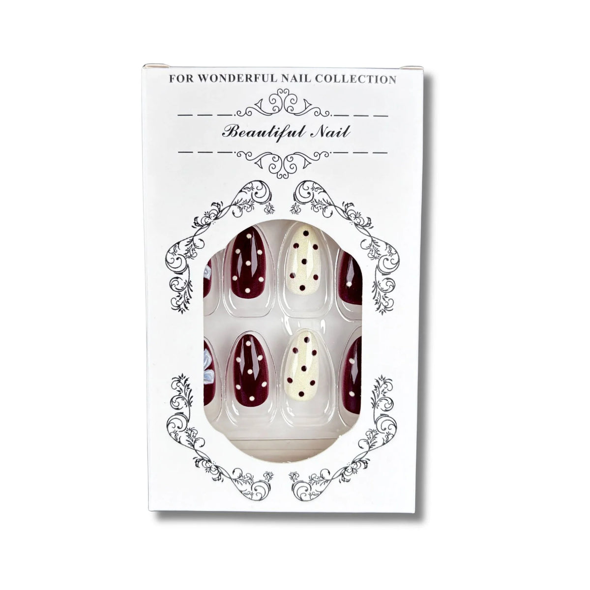 Press-On Nail Set Hand-Painted Floral & Polka Dot