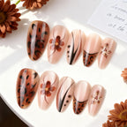Press-On Nail Set Hand-Painted Floral Red