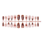 Press-On Nail Set Hand-Painted Floral Red
