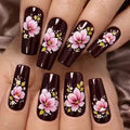 Press-On Nail Set Hand-Painted Floral Reusable 24-Piece