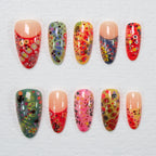Press-On Nail Set Hand-Painted Pre-Glued Reusable