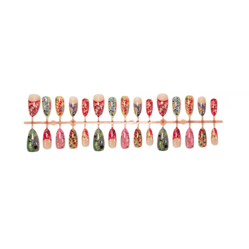 Press-On Nail Set Hand-Painted Pre-Glued Reusable