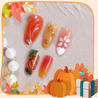 Press-On Nail Set Handcrafted Floral & Autumn Hypoallergenic