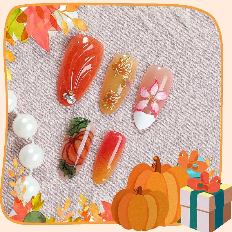 Press-On Nail Set Handcrafted Floral & Autumn Hypoallergenic