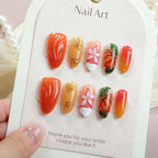Press-On Nail Set Handcrafted Floral & Autumn Hypoallergenic