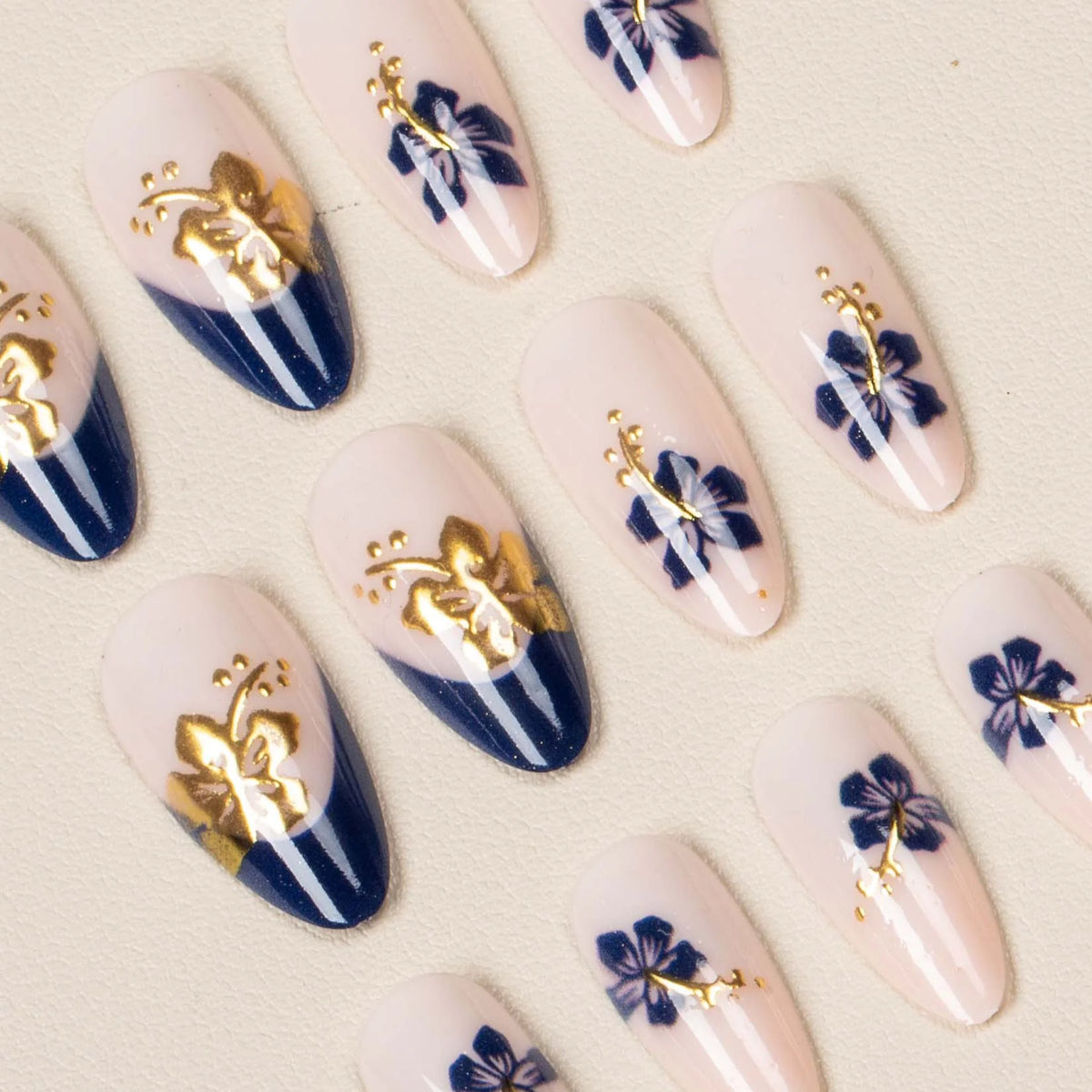 Press-On Nail Set Handcrafted Floral Complete Kit
