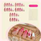 Press-On Nail Set Handcrafted Floral Design Long-Lasting Adhesive