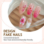 Press-On Nail Set Handcrafted Floral Design Long-Lasting Adhesive