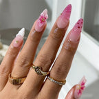 Press-On Nail Set Handcrafted Floral Design Long-Lasting Adhesive