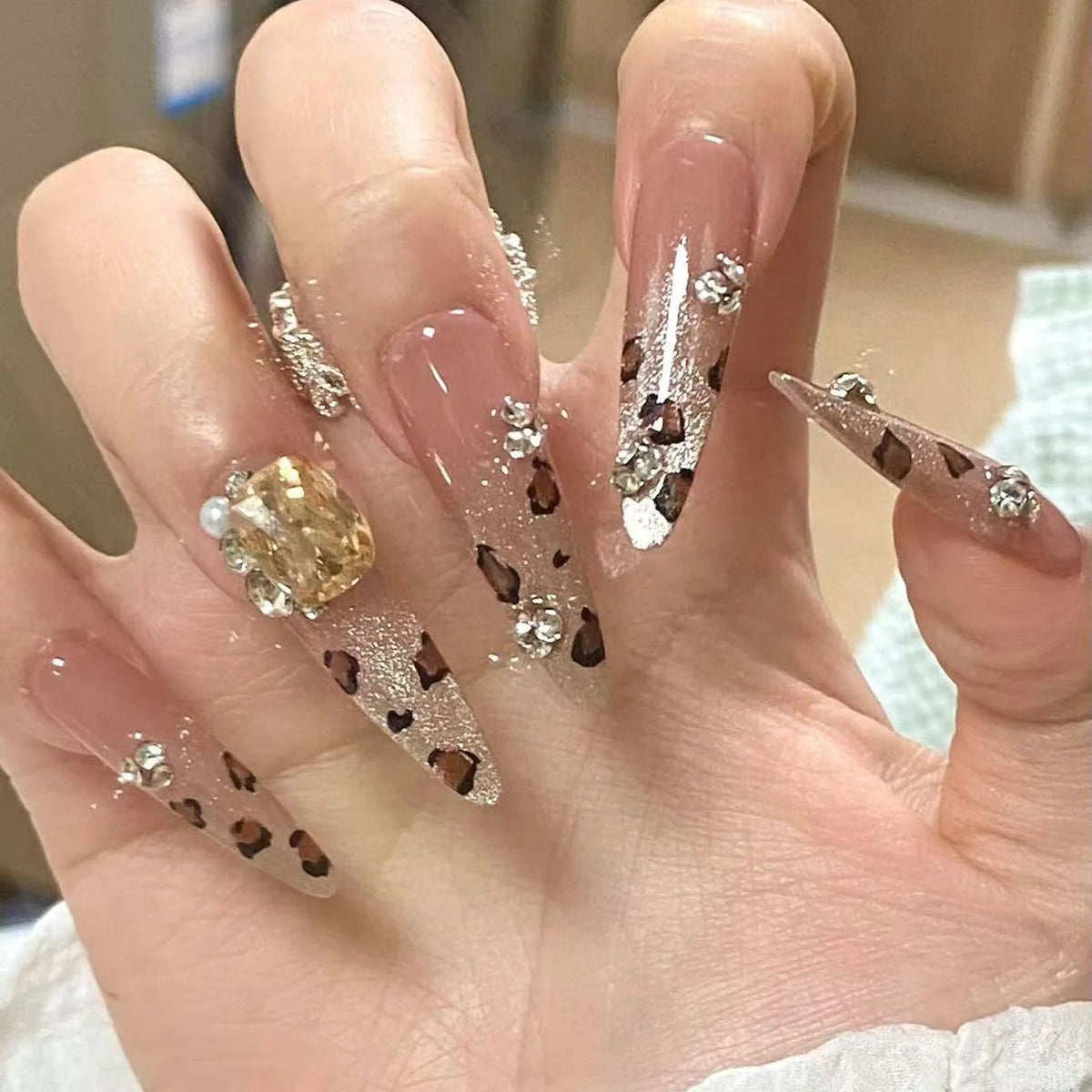 Press-On Nail Set Handcrafted Floral Easy Application