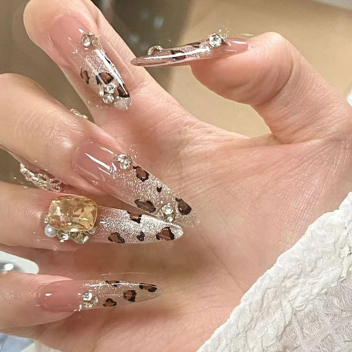 Press-On Nail Set Handcrafted Floral Easy Application