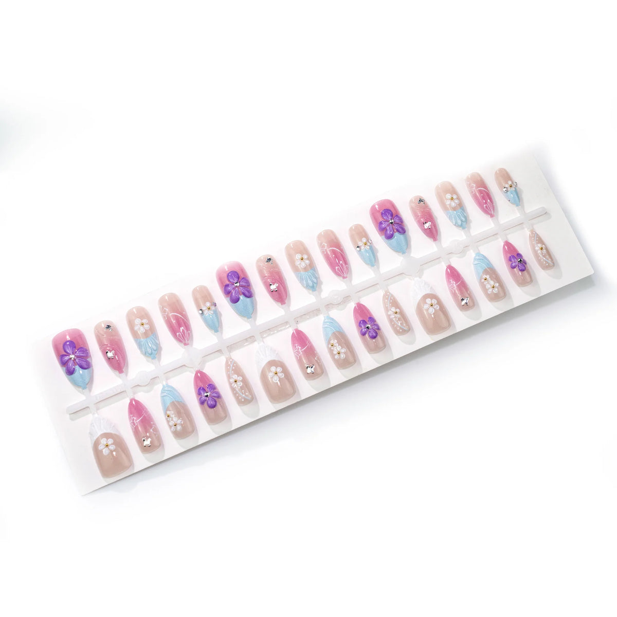 Press-On Nail Set Handcrafted Floral Easy Application Long-Lasting
