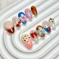 Press-On Nail Set Handcrafted Floral & Fruit Peel-And-Stick