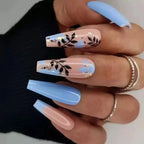 Press-On Nail Set Handcrafted Floral Glitter Accents