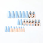 Press-On Nail Set Handcrafted Floral Glitter Accents