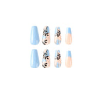 Press-On Nail Set Handcrafted Floral Glitter Accents