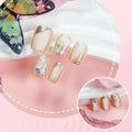 Press-On Nail Set Handcrafted Floral & Gold Accents