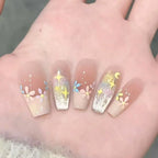 Press-On Nail Set Handcrafted Floral Long-Lasting Multiple Sizes