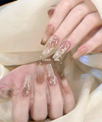 Press-On Nail Set Handcrafted Floral Long-Lasting Multiple Sizes