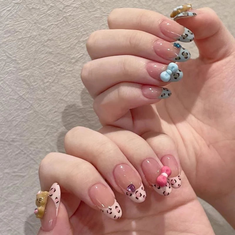 Press-On Nail Set Handcrafted Floral Long-Lasting Multiple Sizes