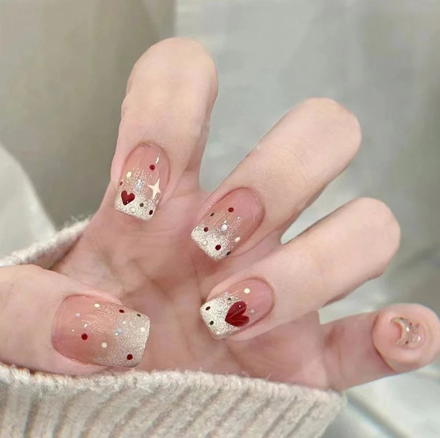 Press-On Nail Set Handcrafted Floral Long-Lasting Multiple Sizes