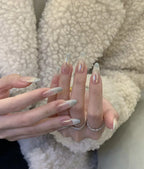 Press-On Nail Set Handcrafted Floral Long-Lasting Multiple Sizes