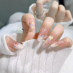 Press-On Nail Set Handcrafted Floral Long-Lasting Multiple Sizes