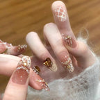 Press-On Nail Set Handcrafted Floral Long-Lasting Multiple Sizes
