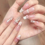 Press-On Nail Set Handcrafted Floral Long-Lasting Multiple Sizes