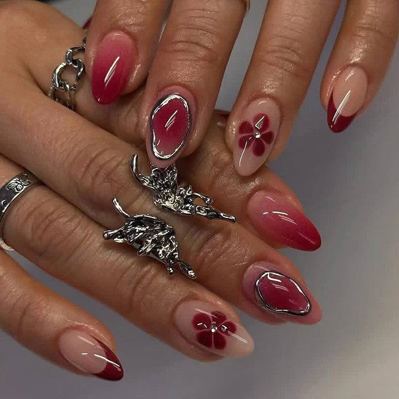Press-On Nail Set Handcrafted Floral & Ombre 35-Piece