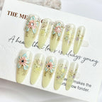 Press-On Nail Set Handcrafted Floral & Reusable